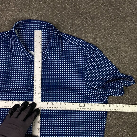 Mizzen + Main Polo Shirt Mens Medium Classic Fit Blue Geometric Golf Performance - Picture 10 of 12